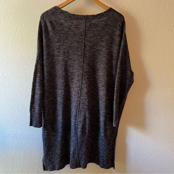 Free People Black Knit Soft Relaxed V Neck Button Dow Duster Sweater Stretch S/M - Picture 15 of 16